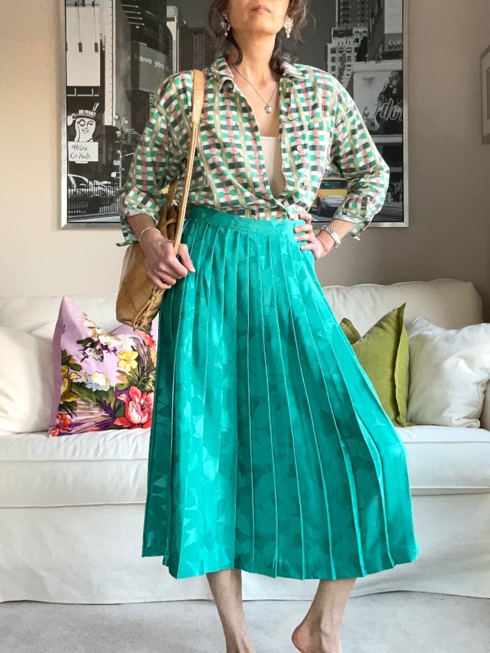 Vintage green pleated skirt